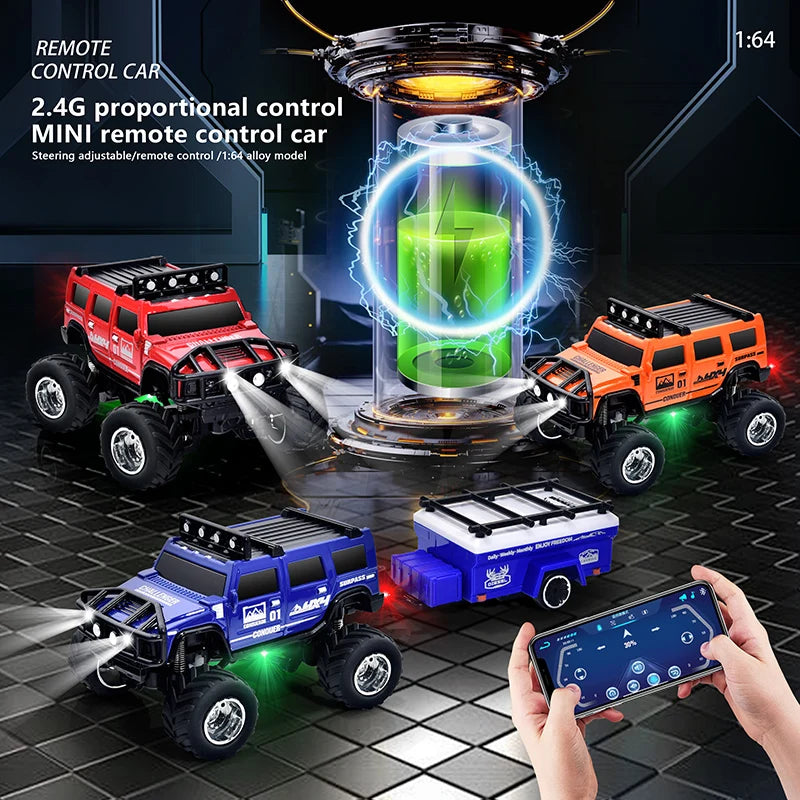 Mini 1:64 Scale Remote Control Off-Road Truck - Dual-Mode with Cruise Control