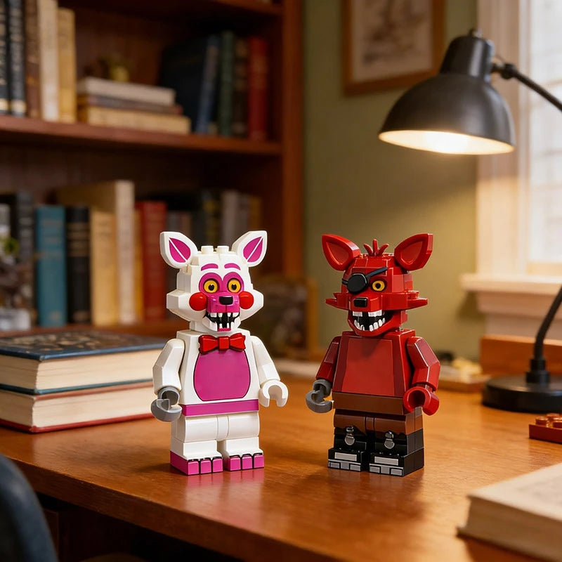 Mini building block figures of Bonnie and other characters from Five Nights at Freddy's