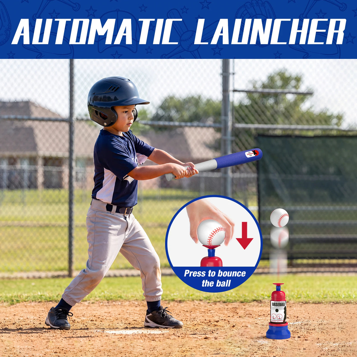 3-in-1 Kids Baseball Set with Auto Pitching Machine