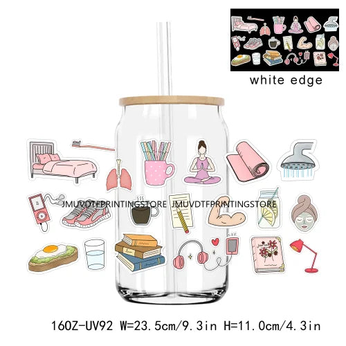 16oz UV DTF Cup Wrap Sticker for Libbey Glass Cans