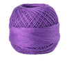 Purple crochet thread for tatting and embroidery, wound into a ball.