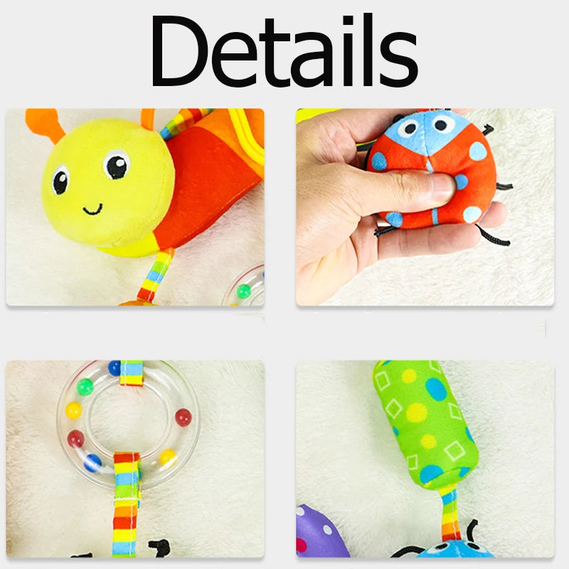 Rainbow Animal Plush Stroller Toy for Babies 0-3 Years