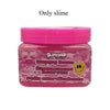A pink jar of slime labeled Happy Daze Étonnement Heureux Feliz aturlimiento