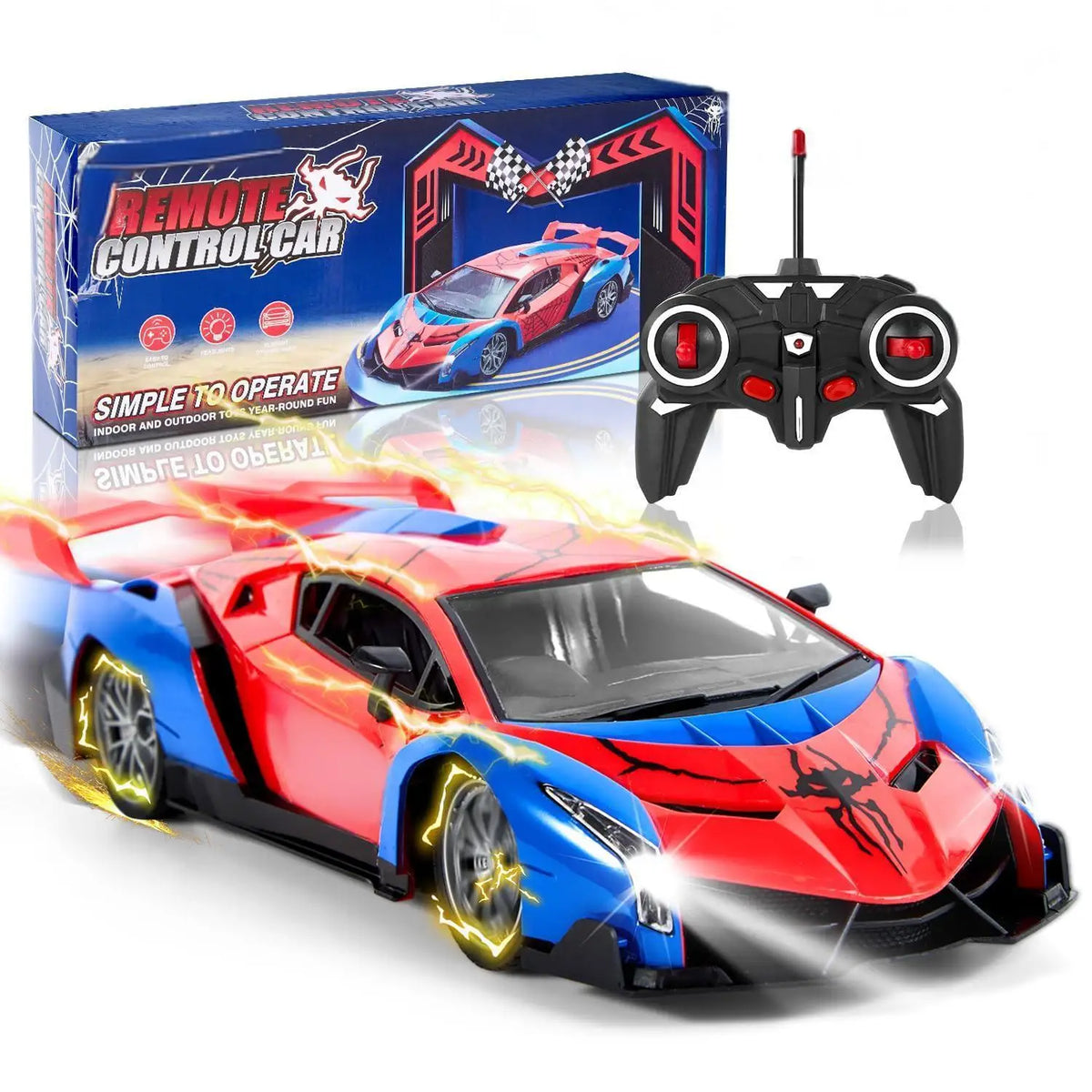 Spider-Themed RC Supercar with 2.4GHz Remote Control