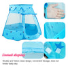 Blue foldable kids play tent with a clear window and shutter design for indoor or outdoor use
