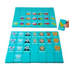 A set of wooden farm and fruit matching puzzles featuring various animals and produce for children.