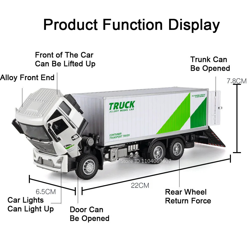 1:32 Scale Diecast Container Truck Toy – Fruit & Vegetable Transport Vehicle