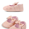 Pink baby girl shoes with bow knots and soft anti-slip soles