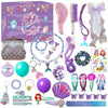 A gift box containing mermaid jewelry for a 24-day Christmas countdown, featuring various necklaces, earrings, and hair acces