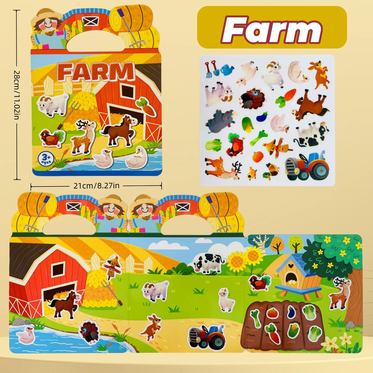 Reusable Sticker Book for Kids – Mess-Free Pretend Play & Learning Themes