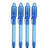 A set of five clear plastic spy pens with UV light for writing secret messages