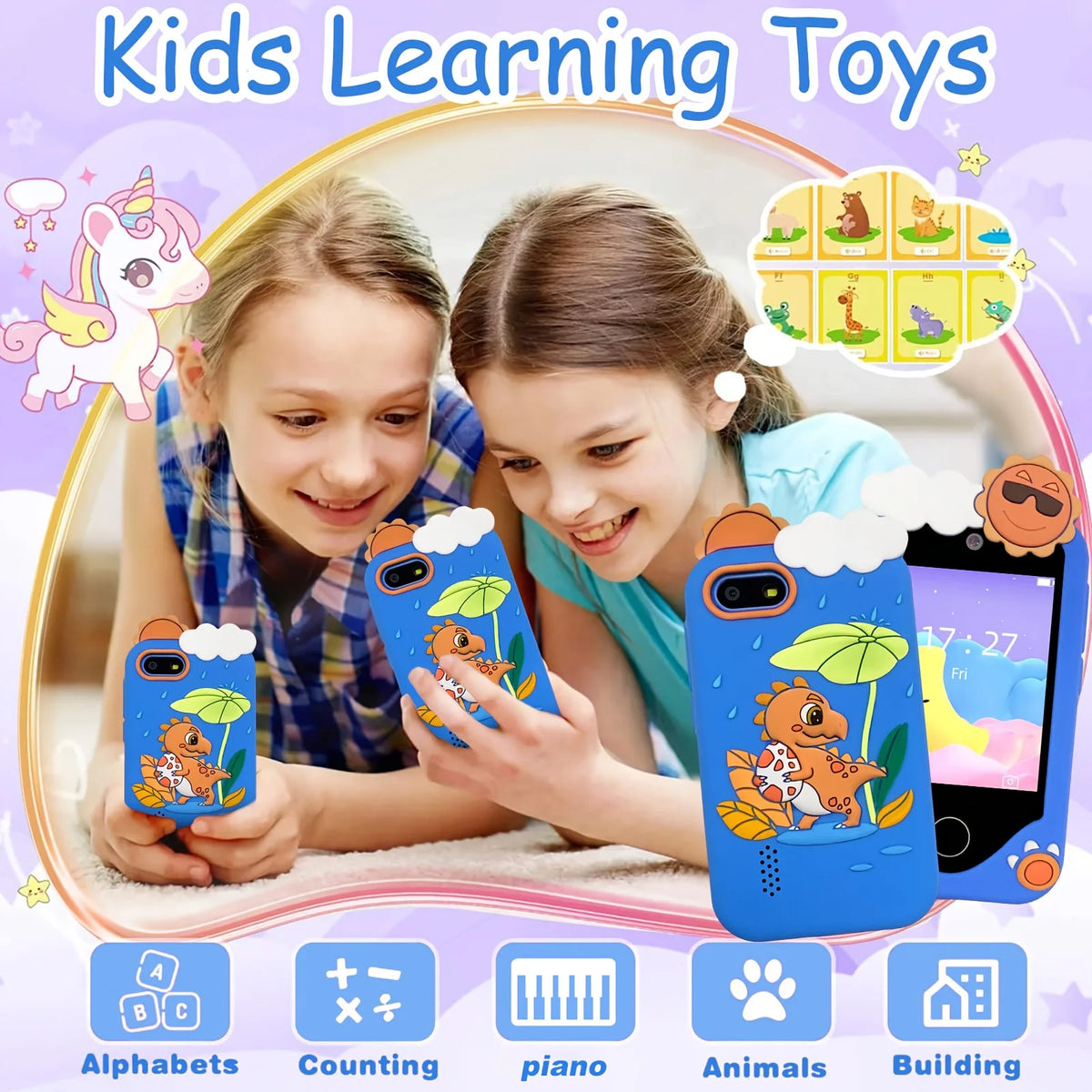 Kids' Smart Phone Toy with Dual Camera and 28 Learning Games