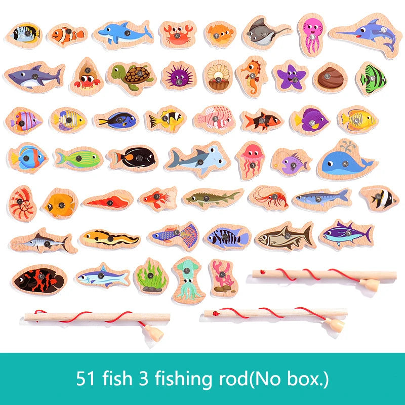 Wooden Magnetic Fishing Game for Kids