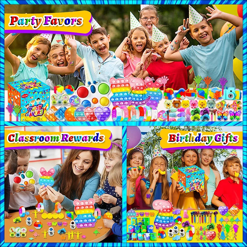 Party Favor Assortment with Snap Bracelets and Fidget Toys