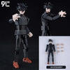 A fully articulated 14cm action figure of Jujutsu Kaisen Yuji Itadori in a dark outfit, shown in multiple angles.