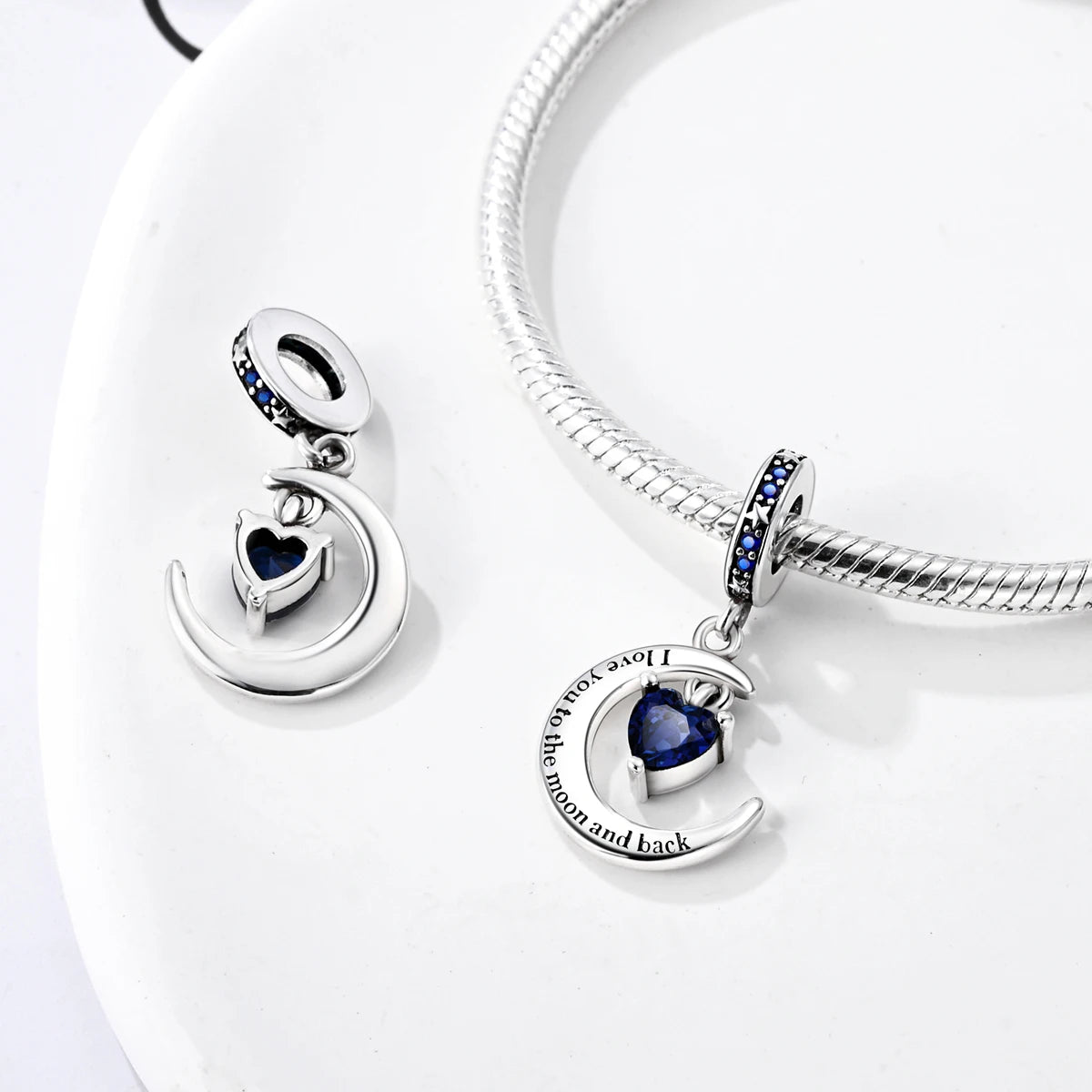 925 Sterling Silver Heart Charm Beads for Bracelets and Necklaces
