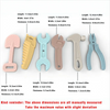 A set of silicone baby teethers shaped like various tools, including a spatula, wrench, hammer, and pliers.