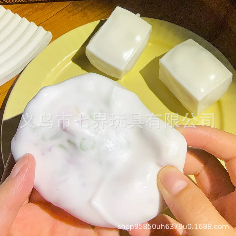 Tofu-Shaped Squishy Beads for Stress Relief and Sensory Play