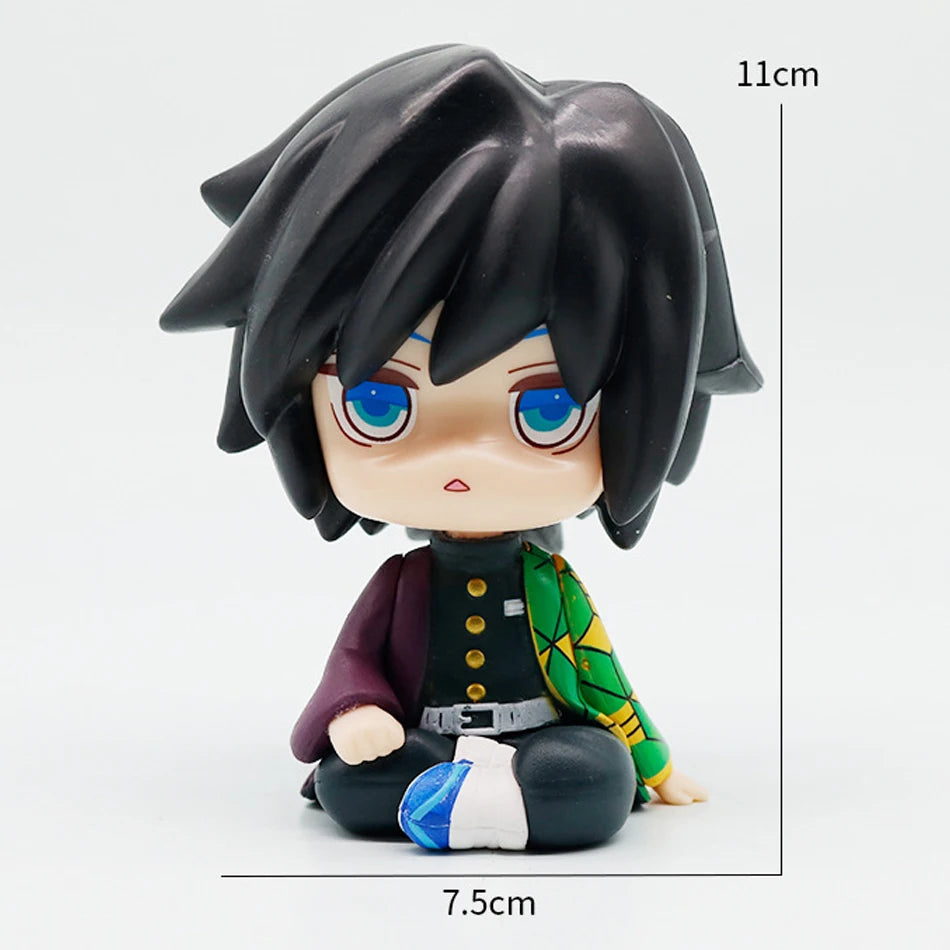 A figure set of Tanjiro and Nezuko from Demon Slayer, featuring dark hair and traditional clothing.