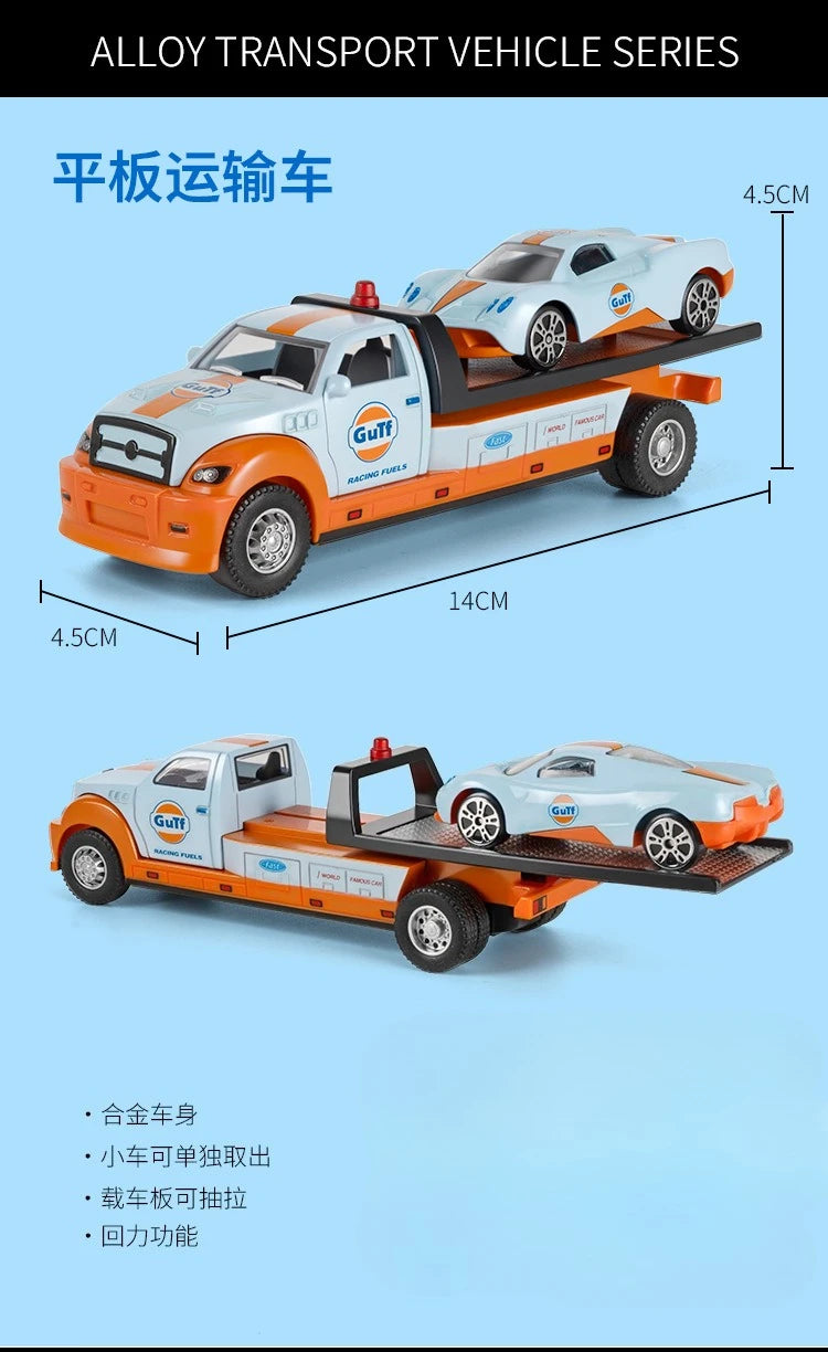 1:64 Scale Die-Cast Trailer Truck with Container - Gulf Racing Edition