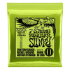 A yellow foil package of Ernie Ball Slinky regular guitar strings featuring an eagle graphic.