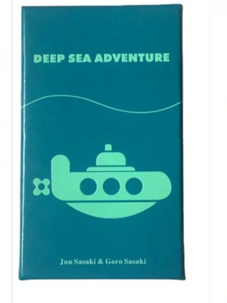 A teal box for a board game titled Deep Sea Adventure featuring an illustration of a submarine.
