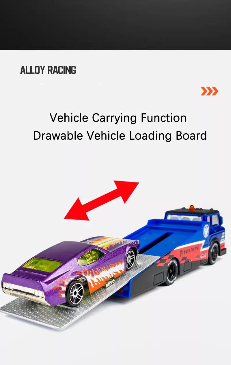 Diecast Metal Container Truck with Trailer – Pull-Back Action