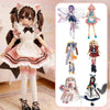 A detailed photo of a Street Style Articulated BJD collectible blind box doll with pink and brown clothing.