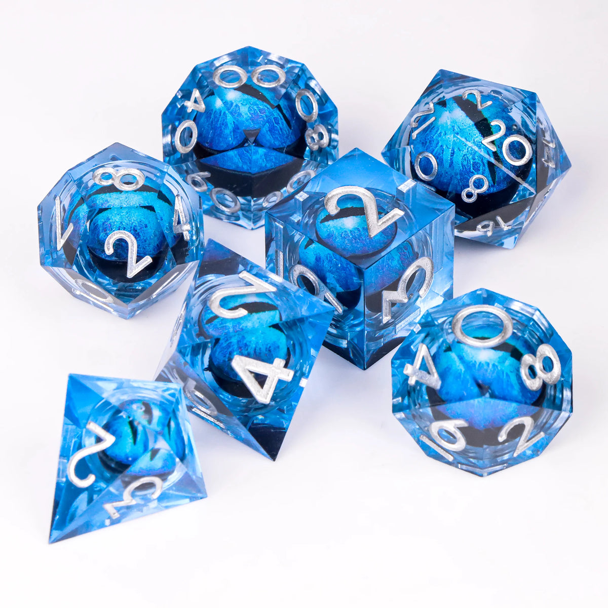 Eye Dice Set – 7-Piece Resin Polyhedral Dice for Horror RPG Games