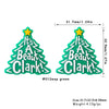 Deep green Christmas tree silicone bead with text It's A Beat Clark and a yellow star.