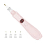 A pink electric diamond painting pen with a clear tip and charging mechanism.