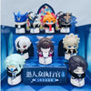 A collection of chibi figurines depicting Fatui Harbingers in various poses and outfits.