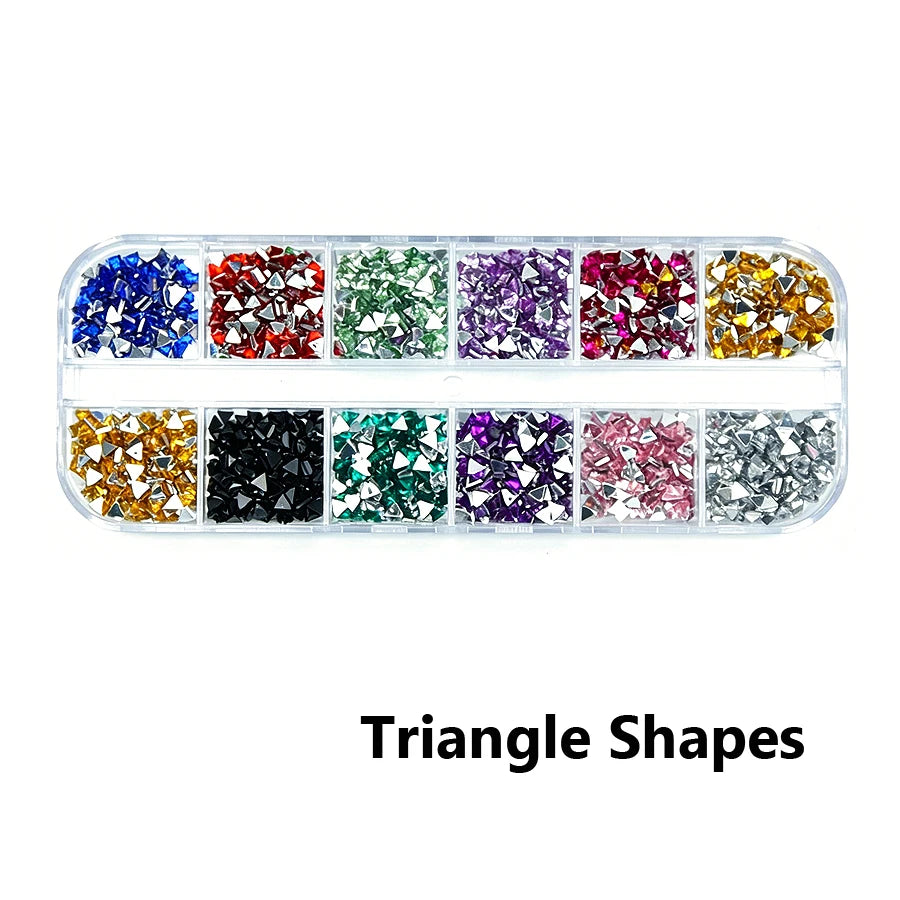 12-Color Glass AB Rhinestone Nail Art Kit