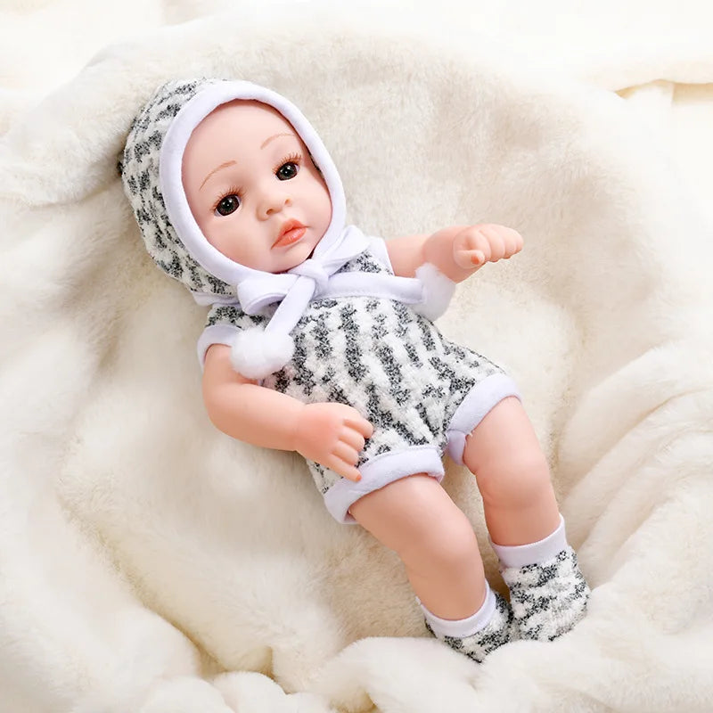 Lifelike 12-Inch Reborn Baby Doll with Outfit – Soft Vinyl, Huggable & Cute