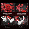 A set of gothic skeleton hand joints and rose ornaments with an adjustable movable butterfly ornament.