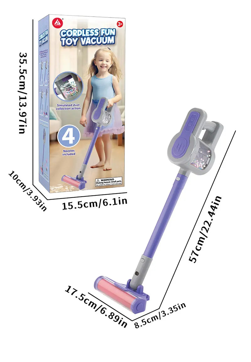 Battery-Powered Pretend Play Vacuum for Toddlers with Realistic Sounds and Spinning Brush