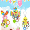 Soft Hanging Baby Rattle with Sensory Cartoon Plush Toy for Stroller and Crib