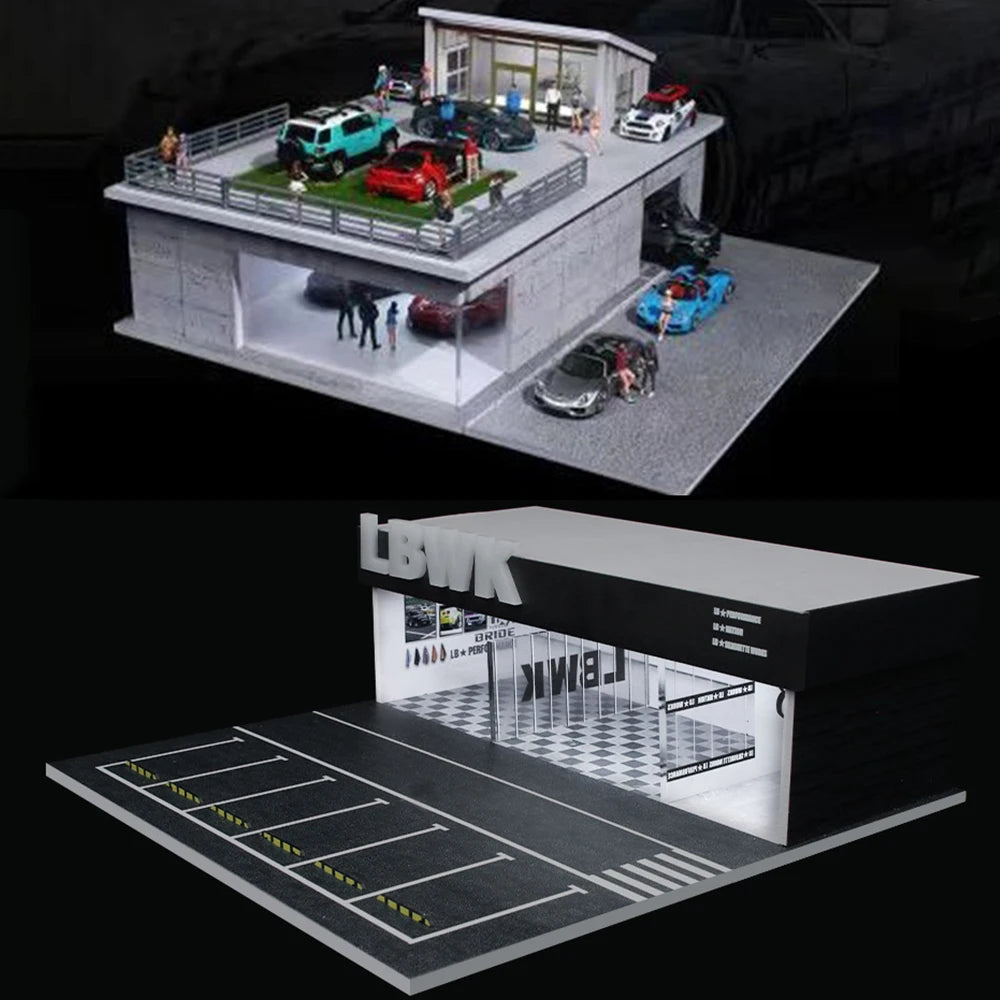1:64 Scale Garage Diorama Model Kit with Working Lights