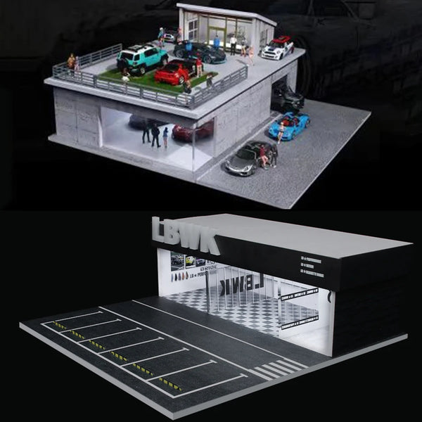 1:64 Scale Garage Diorama Model Kit with Working Lights