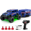 A blue 1:64 scale drift RC car model with black tires and accessories.