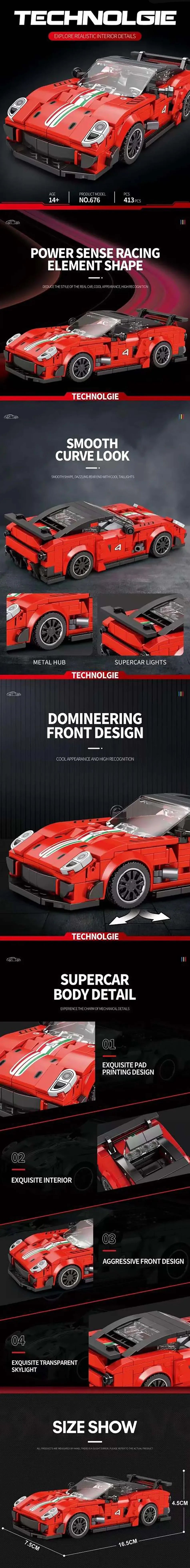 Supercar Model Building Block Kit