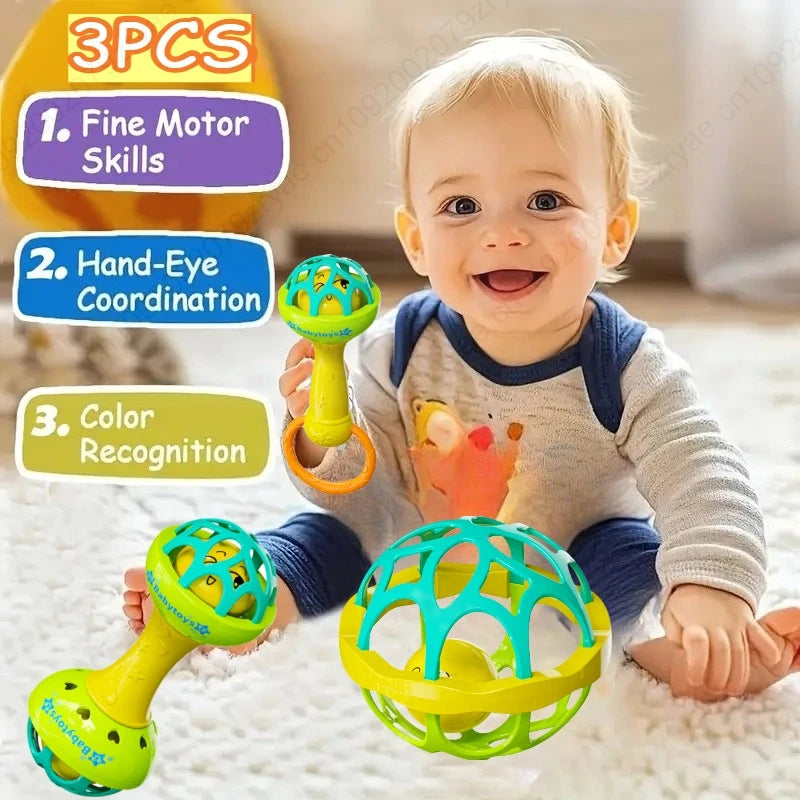 Baby Sensory Rattle Toy Set with Spinning Stacker