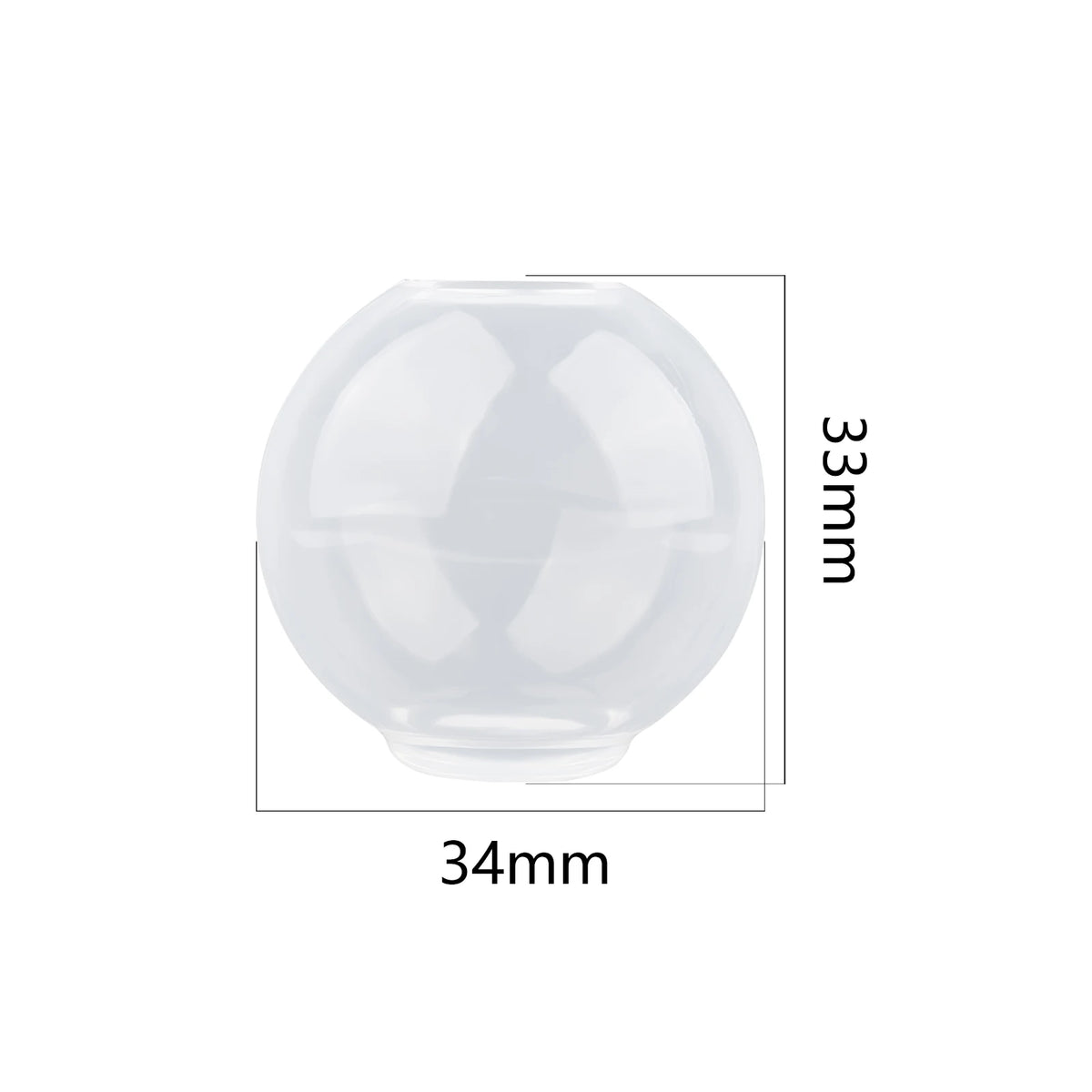 Clear geometric resin casting mold with dimensions 33mm by 34mm