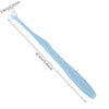 A light blue orthodontic interdental brush with a small head, shown in profile.