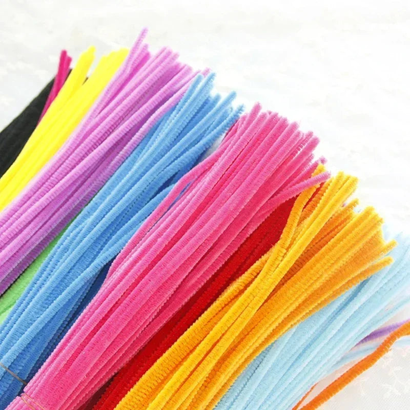 Assorted chenille stems craft set featuring various bright colors like pink, yellow, blue, and orange.