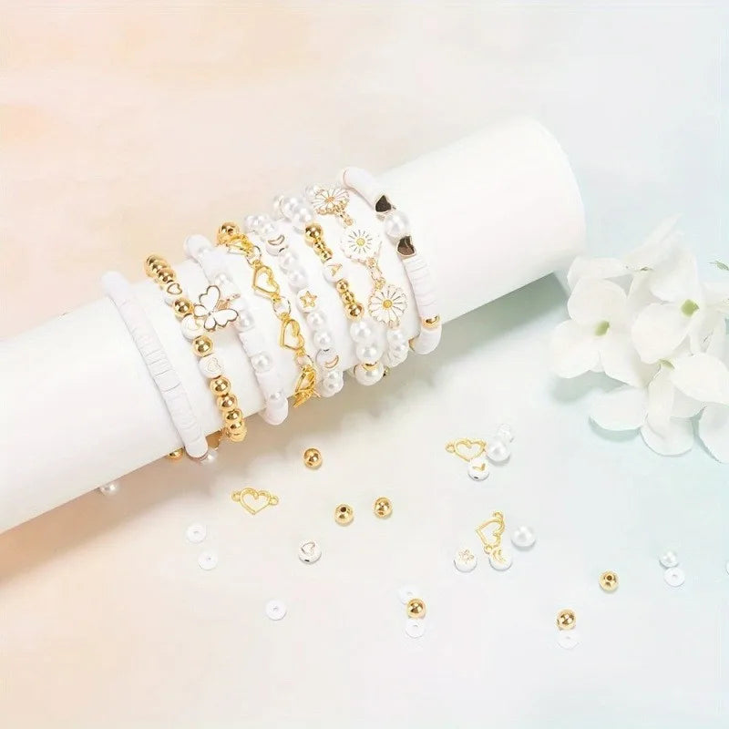 DIY Clay Bead Jewelry Making Kit with Daisy Charms and Alphabet Beads
