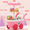 Pink ice cream truck pretend play set with accessories including a rack, topper, and storage compartment