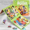 A folding magnetic puzzle set featuring a truck and animals for kids.