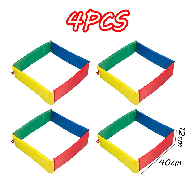 Four colorful balance stepping stones for kids used in sensory and motor skills development