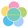 A colorful, abstract design composed of five overlapping circles in shades of pink, yellow, green, and blue.